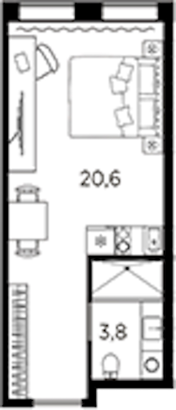 Квартира студия 24.4 м², 12/13 эт., ЖК «AVENIR Industrial»